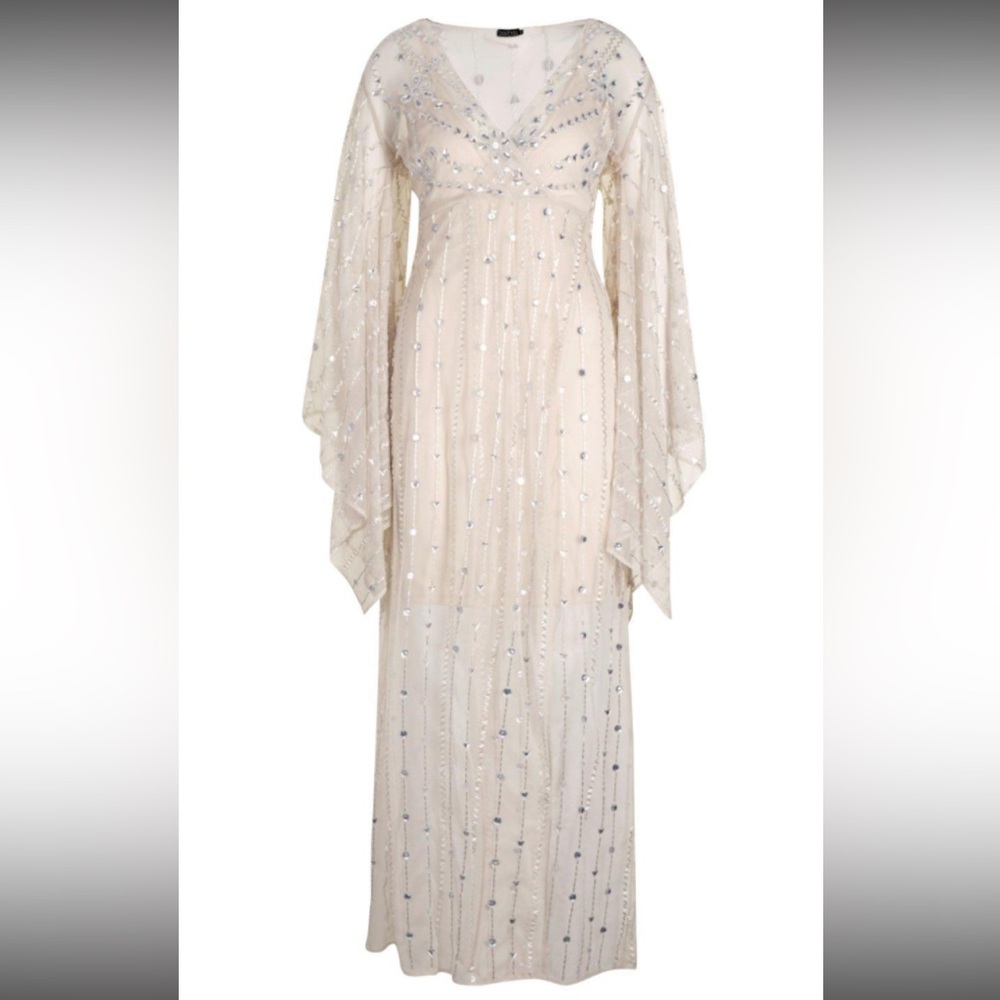 Boohoo Cream and Silver Kimono Maxi dress